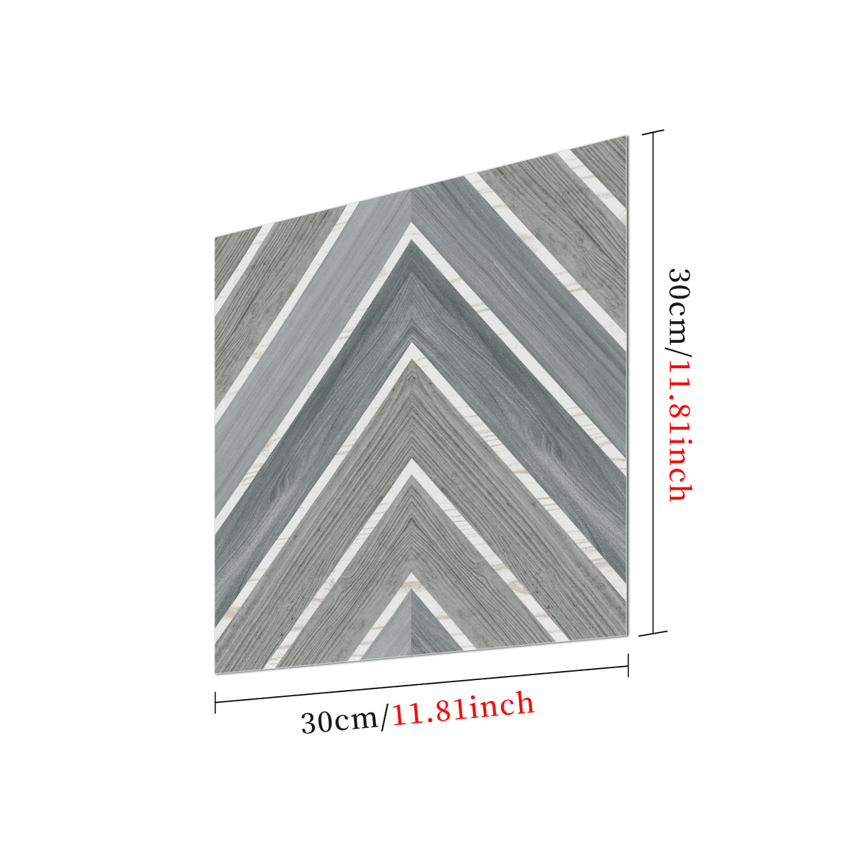 Herringbone Grey Wood Peel and Stick Vinyl Flooring Size-12"×12" 30cm×30cm