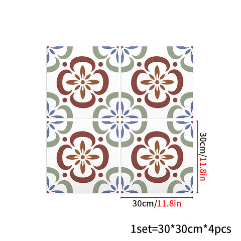 Colorful Retro Flower Design Tile