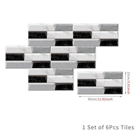 Black and White Peel and Stick Marble Texture Floor Tiles Stickers Modern Fashion