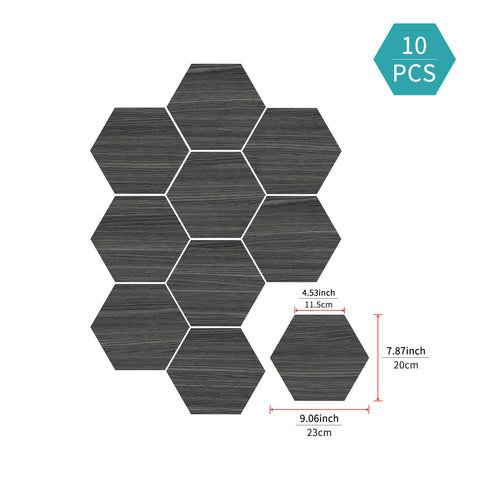 Smoky Grey Wood Effect Hexagonal Tile Stickers