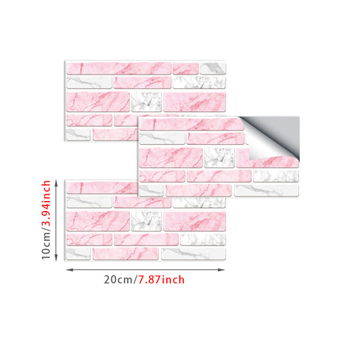 Light PInk Splicing Marble Texture Floor Stickers Peel and Stick