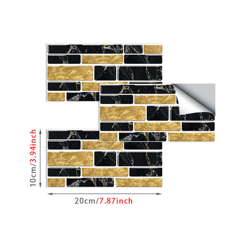 Black and Brown Splicing Marble Texture Floor Stickers Peel and Stick