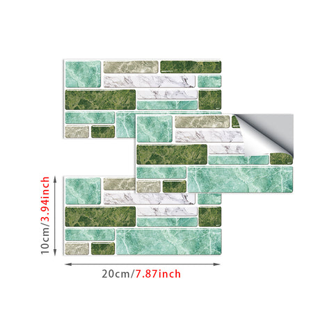 Green Splicing Marble Texture Floor Stickers Peel and Stick