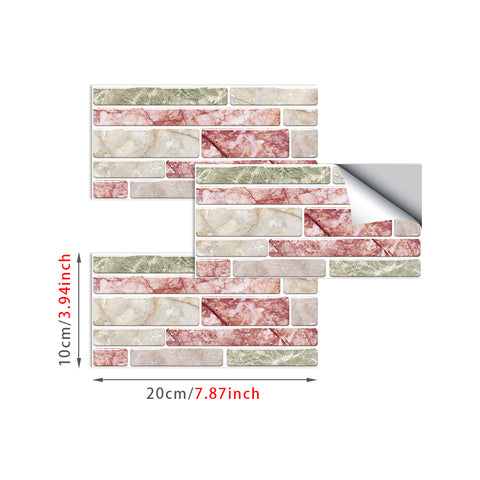 Beige and Pink Splicing Marble Texture Floor Stickers Peel and Stick