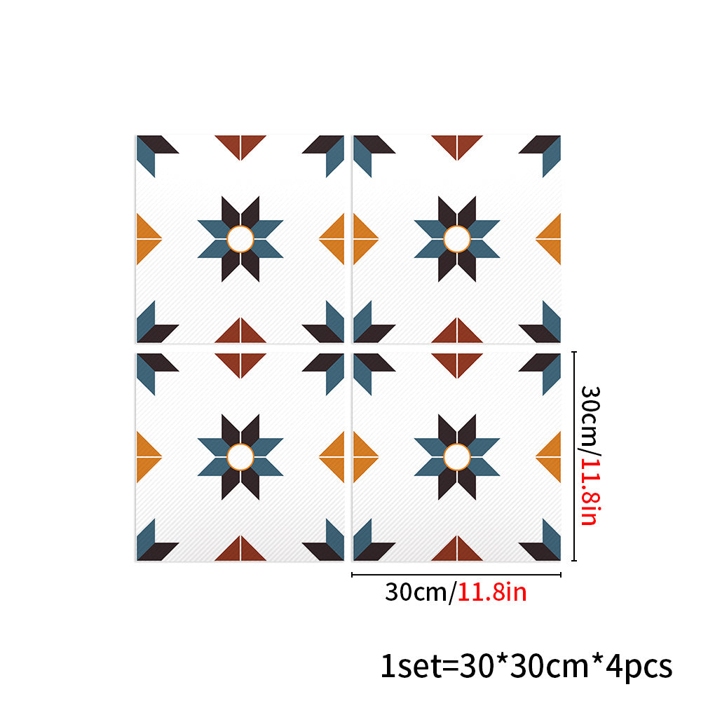 Vibrant Blue and Orange Star Pattern Tile