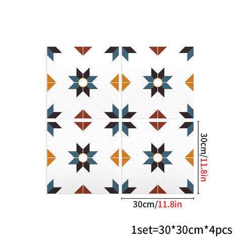 Vibrant Blue and Orange Star Pattern Tile