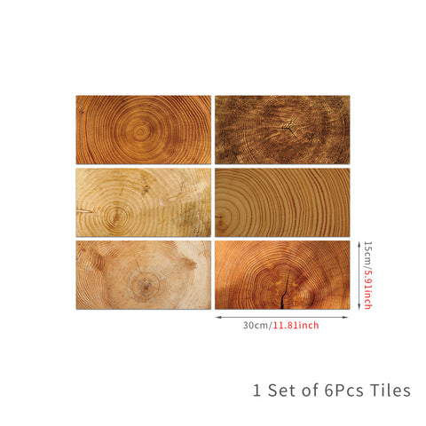 Rustic Tree Ring Wood Grain PVC Orange Wood Texture Wallpaper Size-6"×12" 15cm×30cm