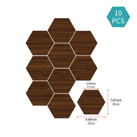 Brown Walnut Hexagonal Peel and Stick Wood WallpaperSize-8"×9" 20cm×23cm