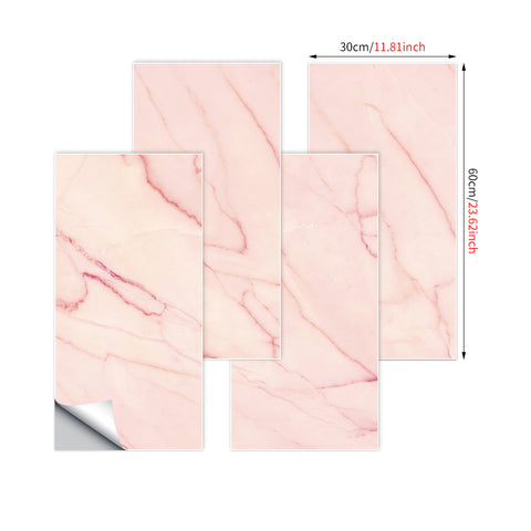 Peel and Stick Pink Marble Effect Tile Floor Sticker Decals Romantic