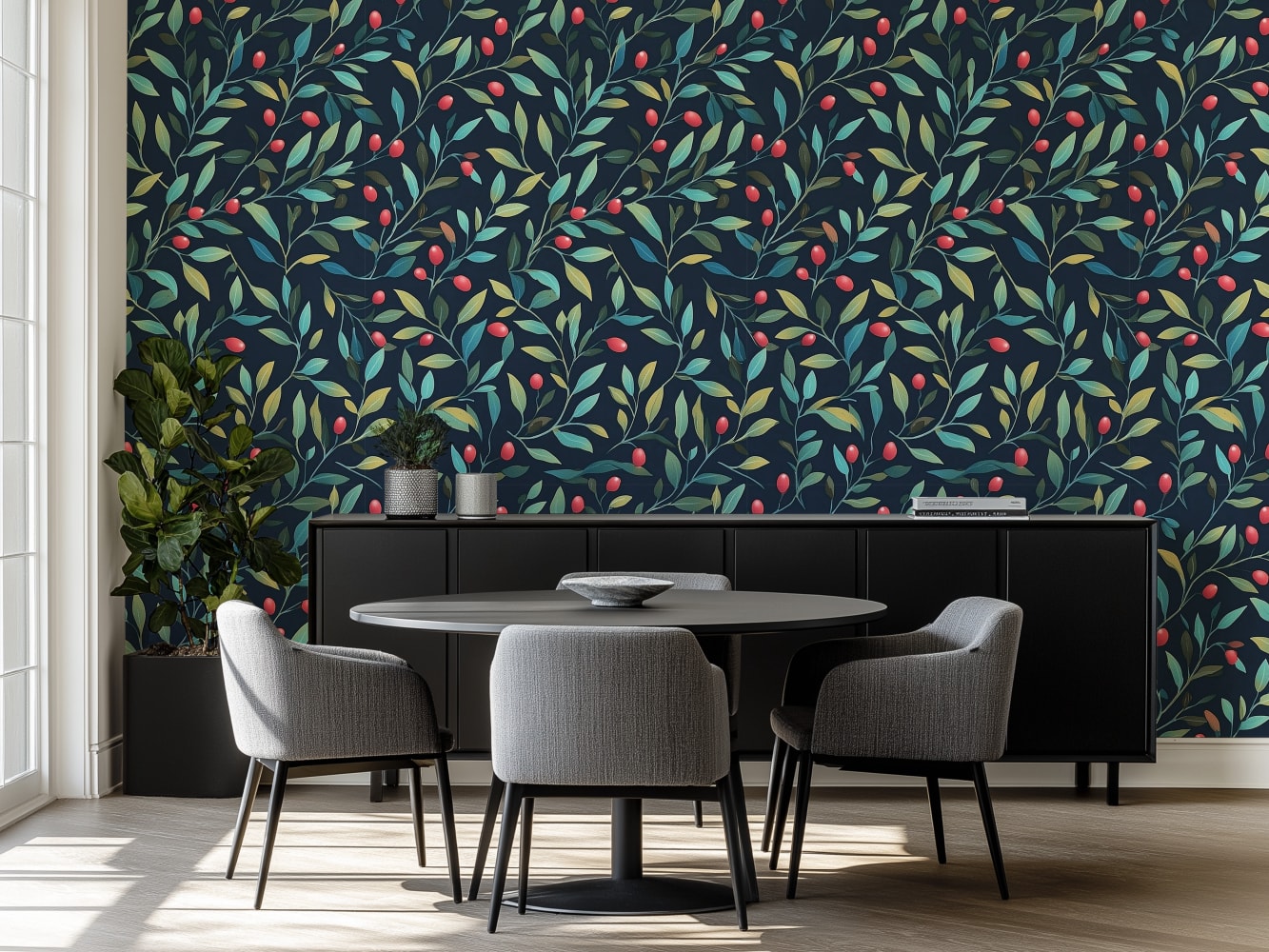 beautiful forest wallpaper for dining room