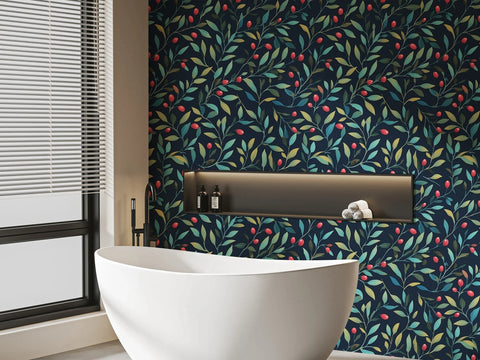 forest theme wallpaper for bathroom