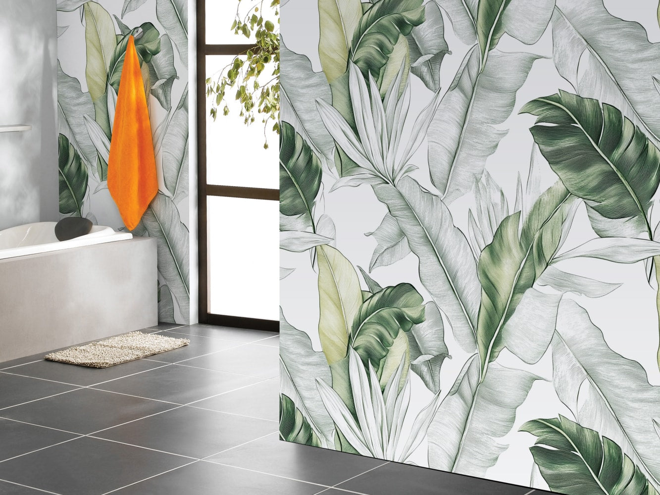 forest scene wallpaper for bathroom