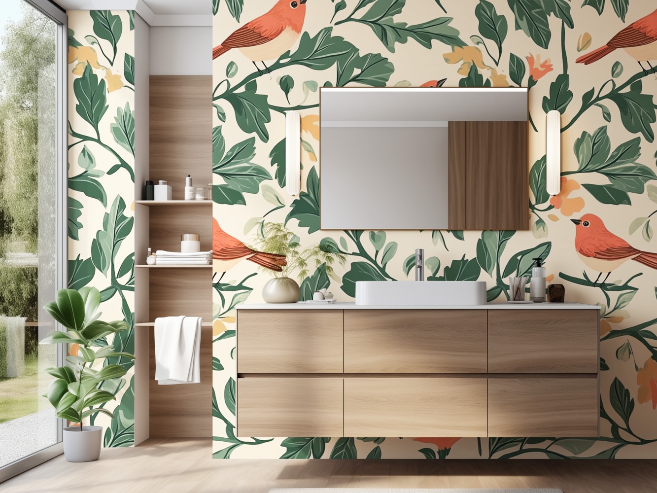 forest scene wallpaper for bathroom