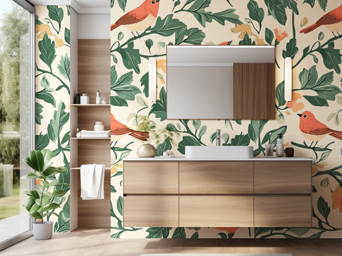 forest scene wallpaper for bathroom